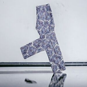 Cotton Paisley Tiles Tab Flat Front Ankle Slacks Preppy Talbots Casual NWOT 6P